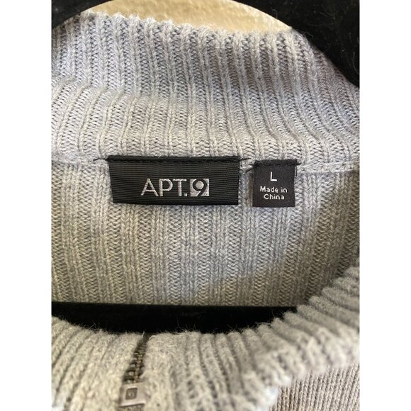 Apt.‎ 9 Mens Gray Half-Zip Mock Neck Sweater Large Military Style Cotton - Picture 4 of 7